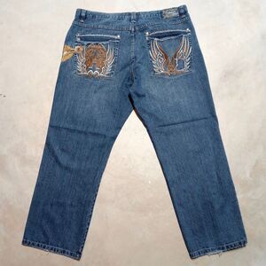 Vintage Miskeen Y2K Jeans Size 44x34 Baggy Wide Leg Hip Hop Streetwear